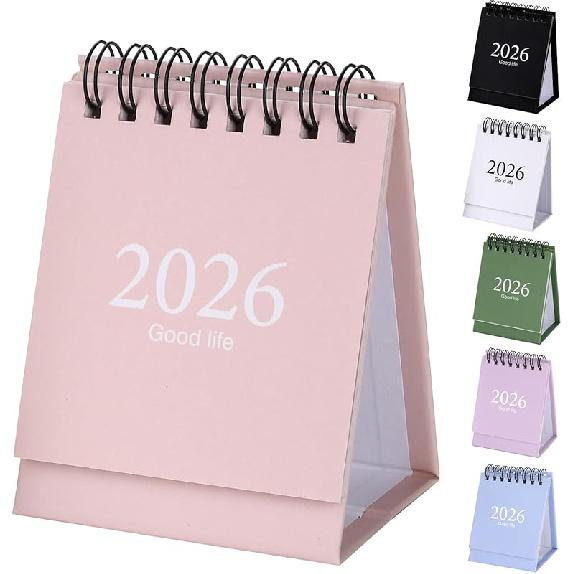 Mini Desk Calendar 2026-2027, January 2026 until July 2027, 19 Months Standing Flip Small Desktop Calendar Twin-Wire Binding with Stickers for Home