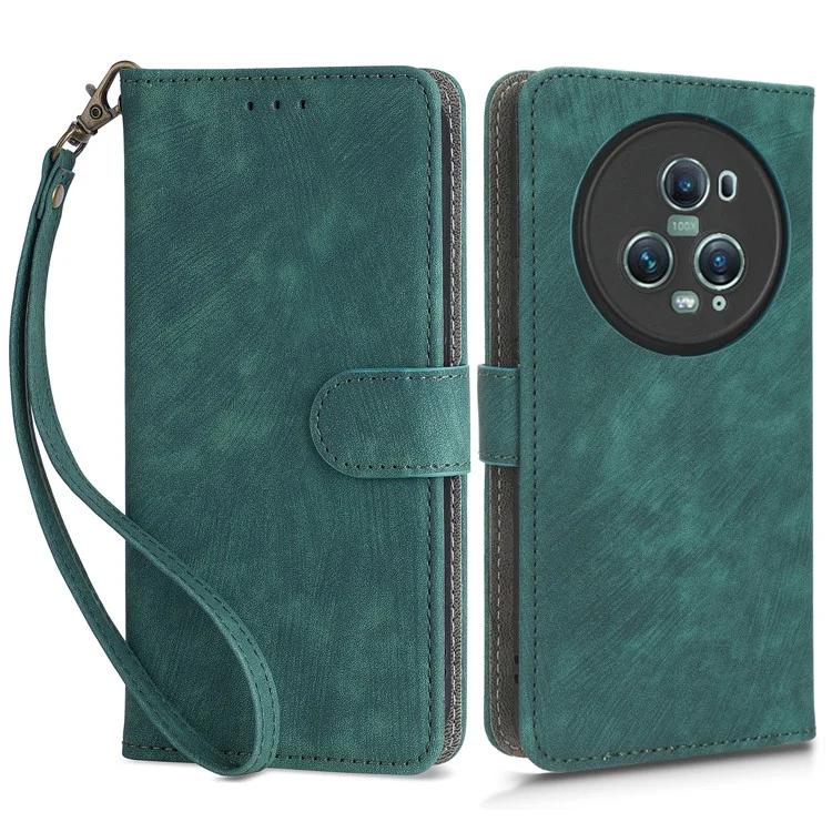 For Honor Magic5 Pro Phone Wallet Case RFID Blocking PU Leather Stand Phone Cover with Strap