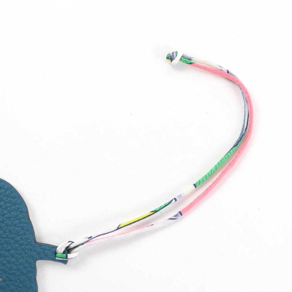 Excellent HERMES Bag Charm Petite Charm Pumpkin Blue Green Togo Leather Women Used