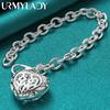 925 Sterling Silber Hohl Herz Anhänger Armband Für Frauen Hochzeit Party Mode Schmuck