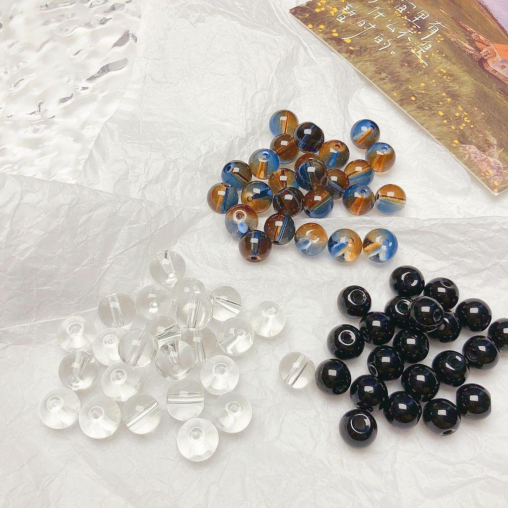 20pcs Transparent Lapis Blue and Orange Color Block Round Beads for DIY Earrings Jewelry Making