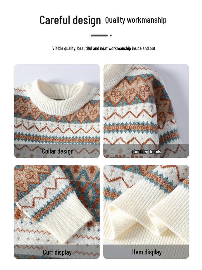 Men's Autumn/Winter Casual Half-High Collar Knitted Sweater