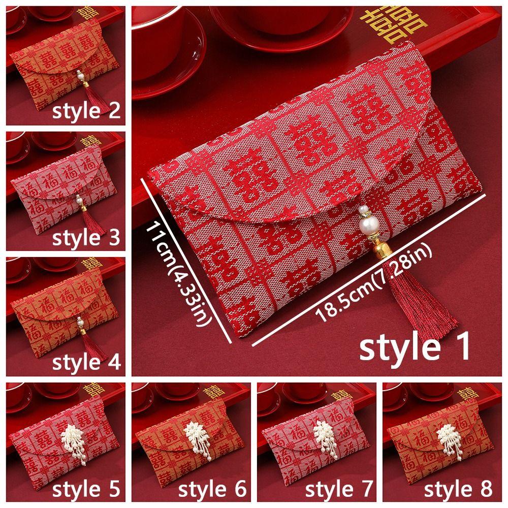 Magnetic Snap New Year Gift Bag Traditional Lucky Money Packet Red Wallet Wedding Ceremony