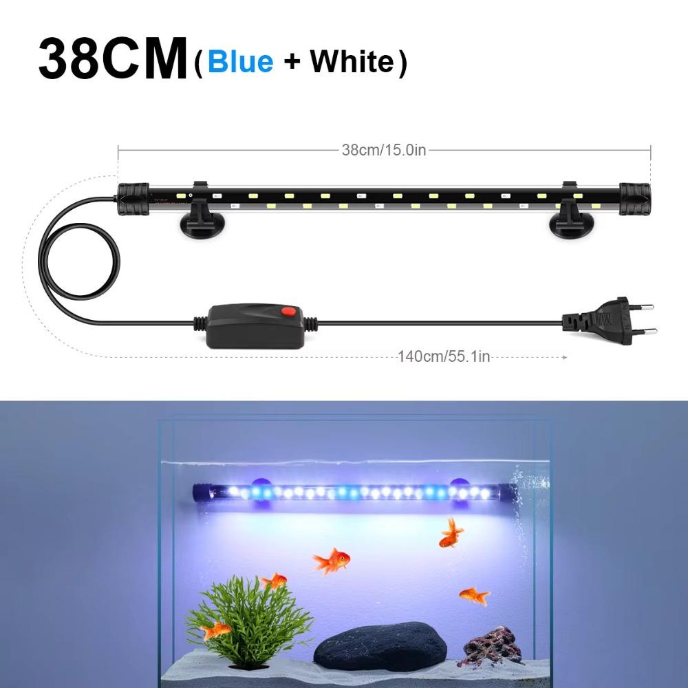 220V nedsenkbar stemningslampe 18-48cm plantevekstlys ny akvarium LED-belysning fisketankdekor