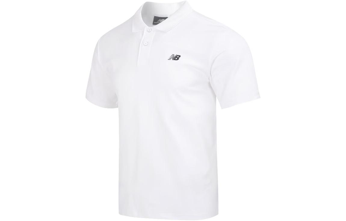 New Balance Polo Shirts Unisex White Polo Collar Moderate Straight Fit 5FD24481-WT L