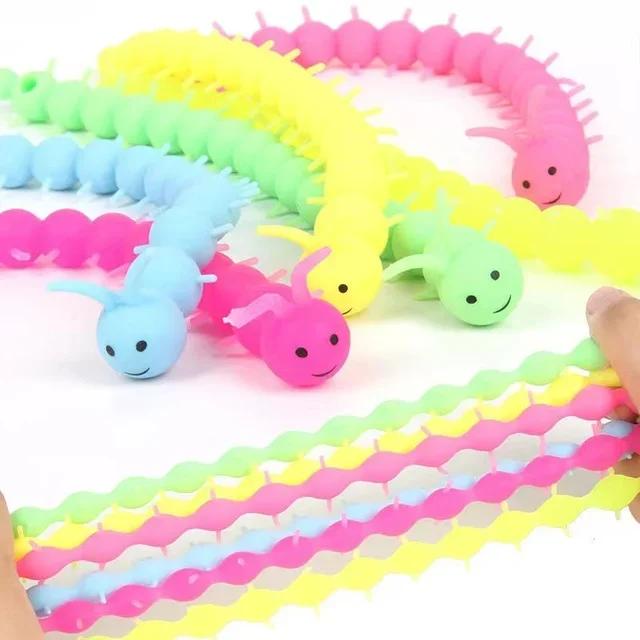 3pcs Funny Unicorn Pull Worm Noodle Fidget Toys Stretch String TPR Rope Anti Stress Toys String Stress Relief Autism Vent Toy