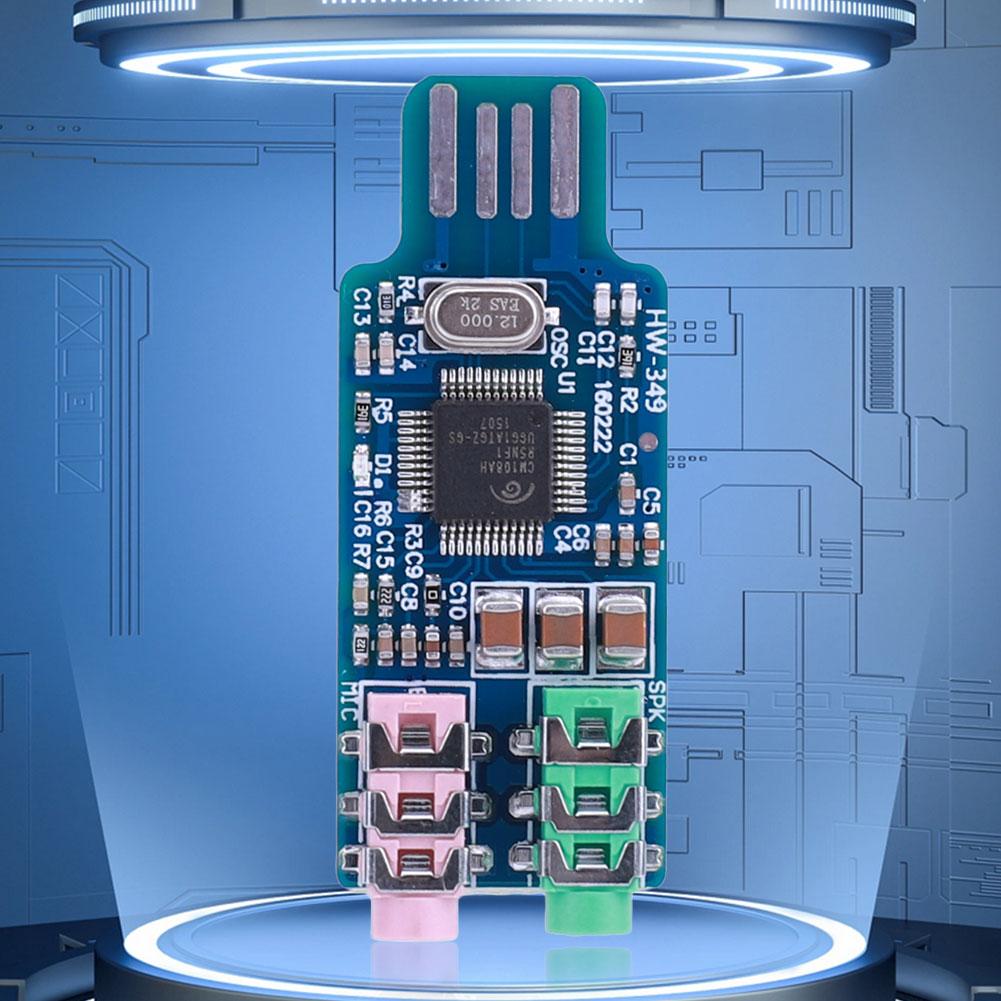 CM108 USB Drive Free Sound Card 3.5mm Headphone Mic Jack Sound Card Module External Sound Card Chip Board for Laptop Computer