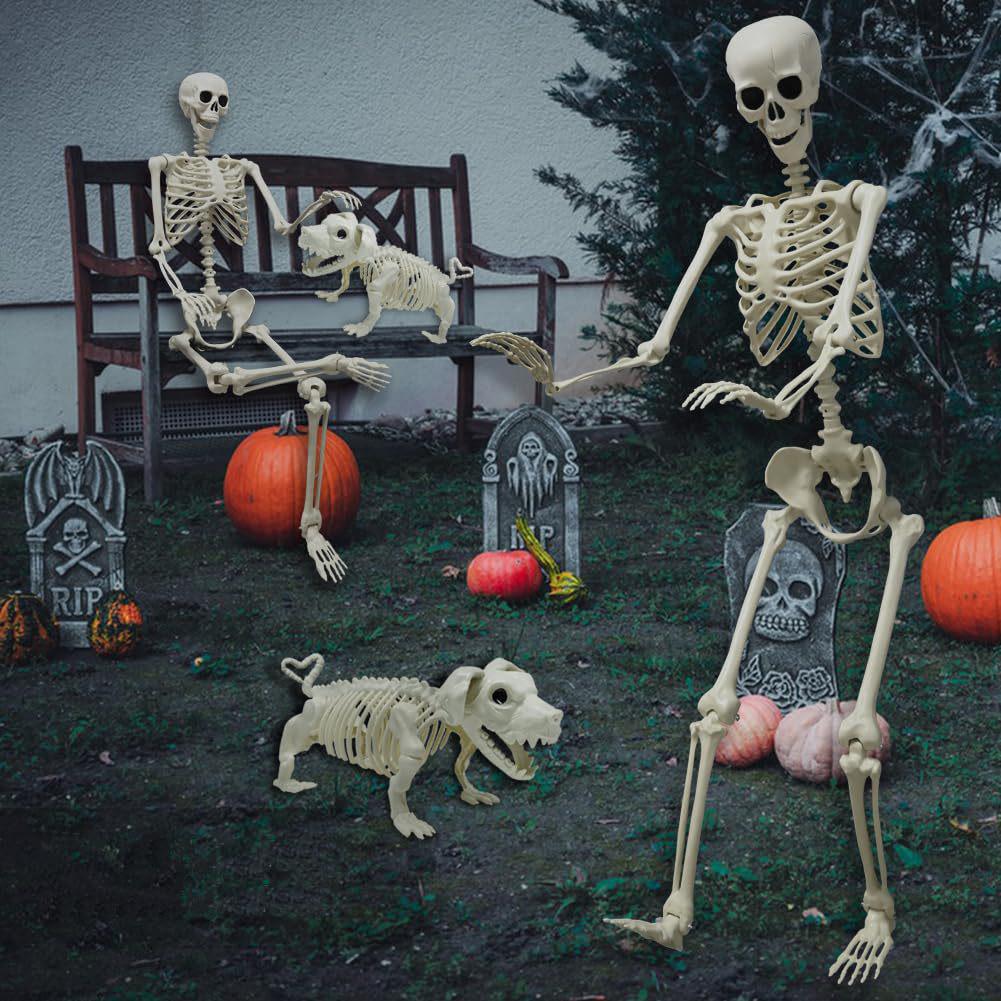 Halloween Dog Skeleton Man Decoration 90/165cm - Horror Prank for Haunted House or Escape Room