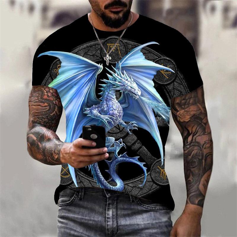 3D Dragon Print T-shirt Herr Kvinnor Casual Sommar Djur T-shirt Man O-hals Kortärmad Lösa toppar Andas T-shirts för par
