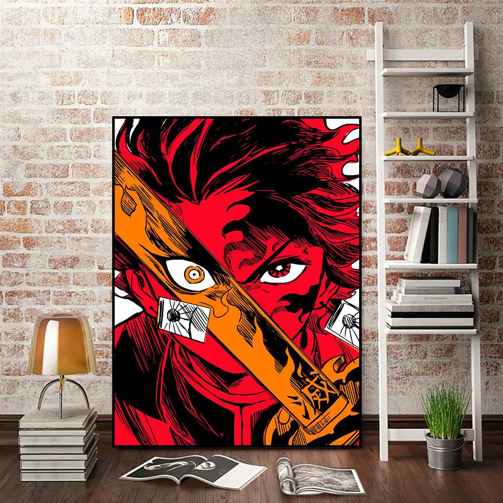 Affiche d'anime Demon Slayer Kamado Tanjirou Décoration murale Agatsuma Zenitsu Peinture décorative Art mural Image Décoration d'intérieur Cadeau Sans cadre