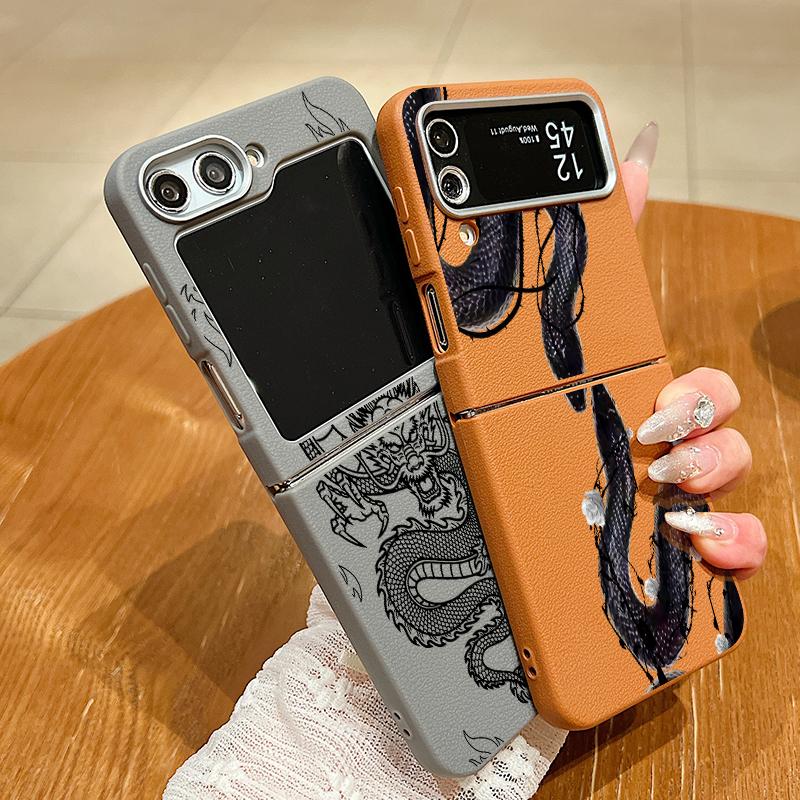 Leather Texture TPU Snake Graphic Magnetic Case For Magsafe For Samsung Galaxy Z Flip 5 4 6 3 5G Flip4 Flip5 Flip6 Folding Cover