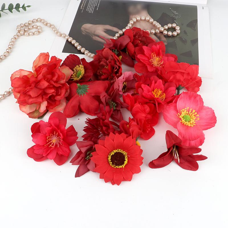 20Pcs Artificial Floating Flower Diy Colorful Random Simulation Flower Hanging Background Decor Curtain Wedding Gift Party Decor