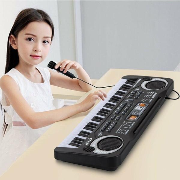 Elektronische Orgel, 61 Tasten, tragbares digitales Musik-Keyboard mit Mikrofon