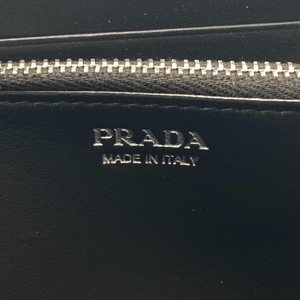 PRADA 1ML506-2BBE Zip Around lettering logo leather Purse black leather unisex Used