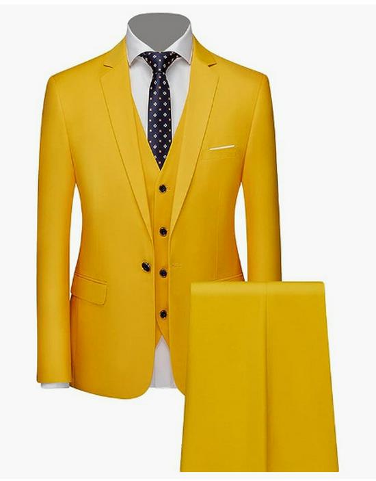 

Men s Business Casual Three-Piece Suit Set - Wedding Groom One-Button Tuxedo P190 180-XL