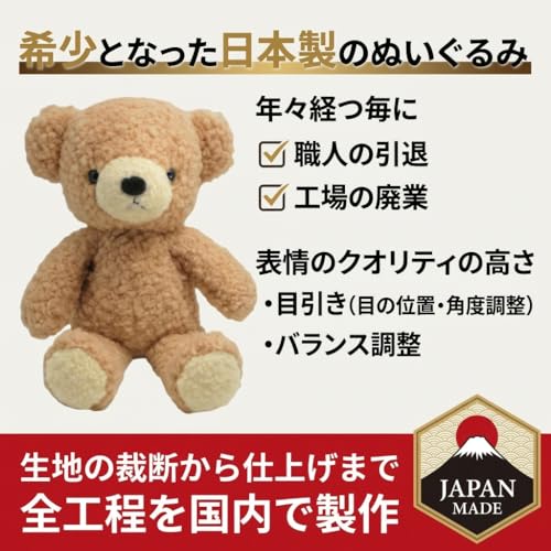 Doshin Made Japan Teddy Bear Plush Toy Fluffy S 21cm Brown Color