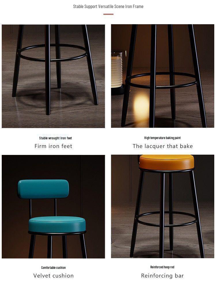 Nordic Modern High Backrest Bar Stool for Home & Coffee Shop