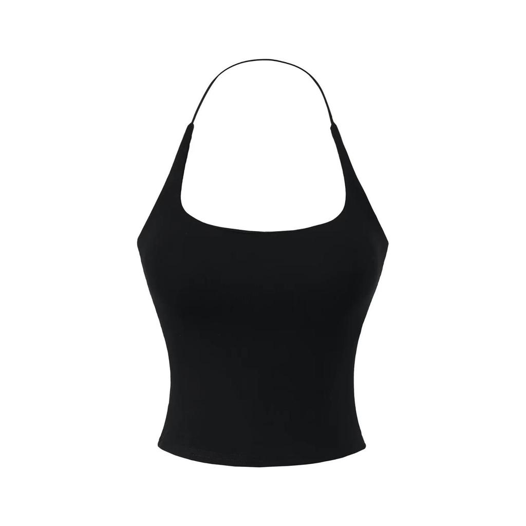 Halter Neck Chest-Pad Vest Top with Long-Sleeve Flowing Collar Cover-Up - Women's Two-Piece Hot Girl Set