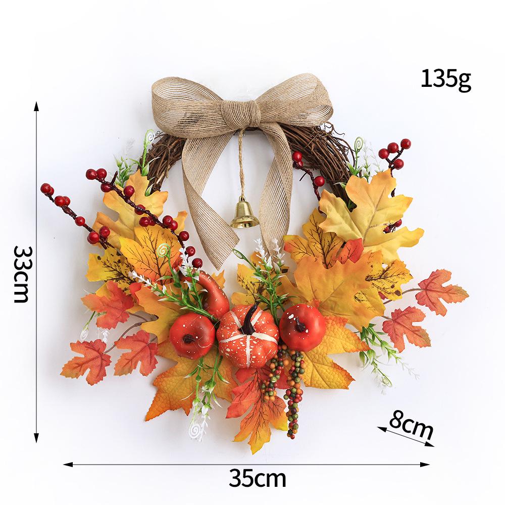 2026 Autumn Halloween Berry Pumpkin Wreath, Home & Door Decoration Vine Ring for Thanksgiving
