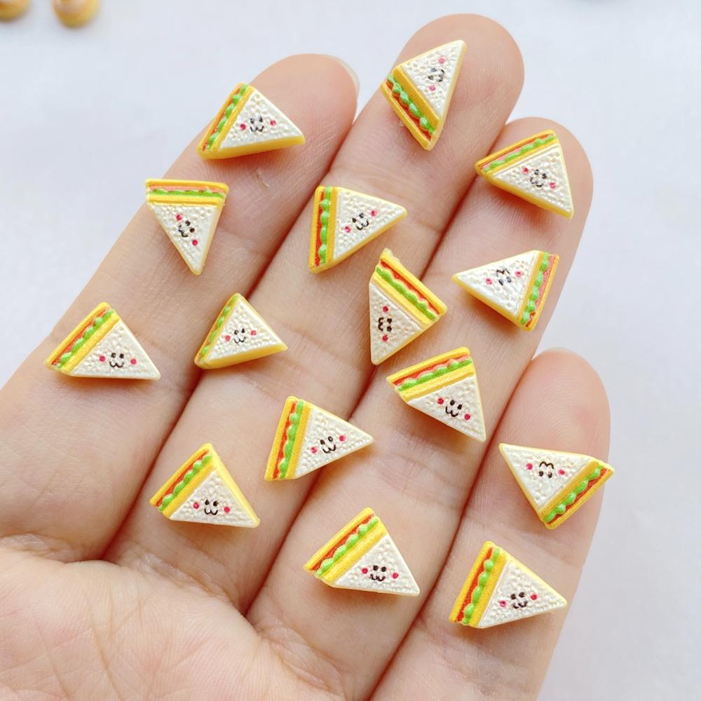 50 Pcs Cute Mini Simulated Bread, Donuts, Pizza Flat Back Resin Cabochons Scrapbooking DIY Jewelry Hairpin Craft Decoration
