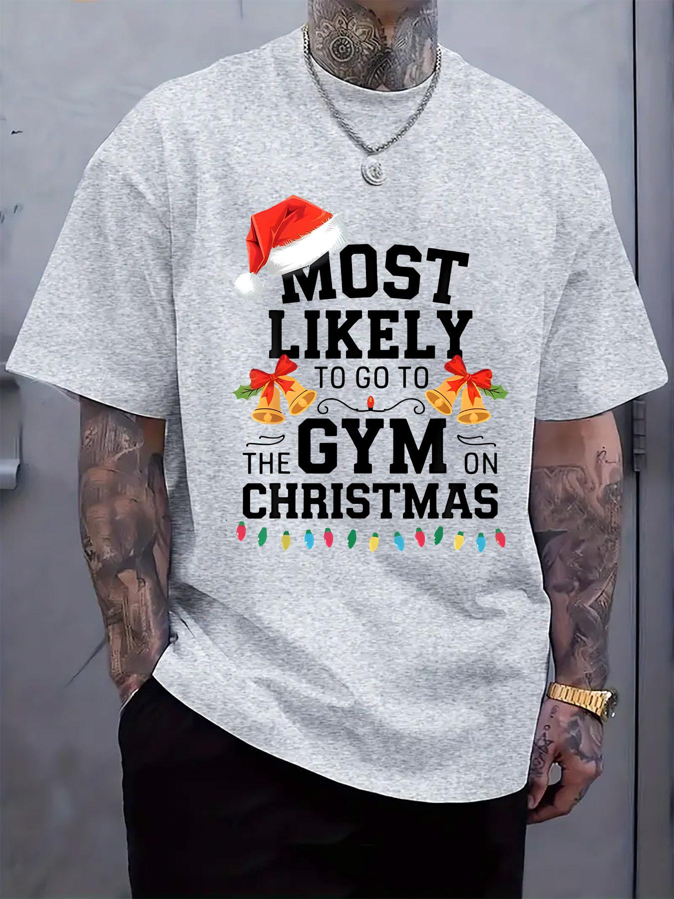 Christmas Gym Graphic T-shirt - Most Likely to Go to the Gym on Christmas Design XXXXL