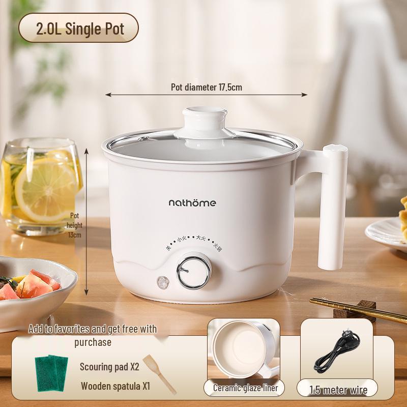 Multifunctional Mini Electric Cooker: All-in-One Pot for Steaming, Frying, Braising, and Cooking - Perfect for Dormitory Use.