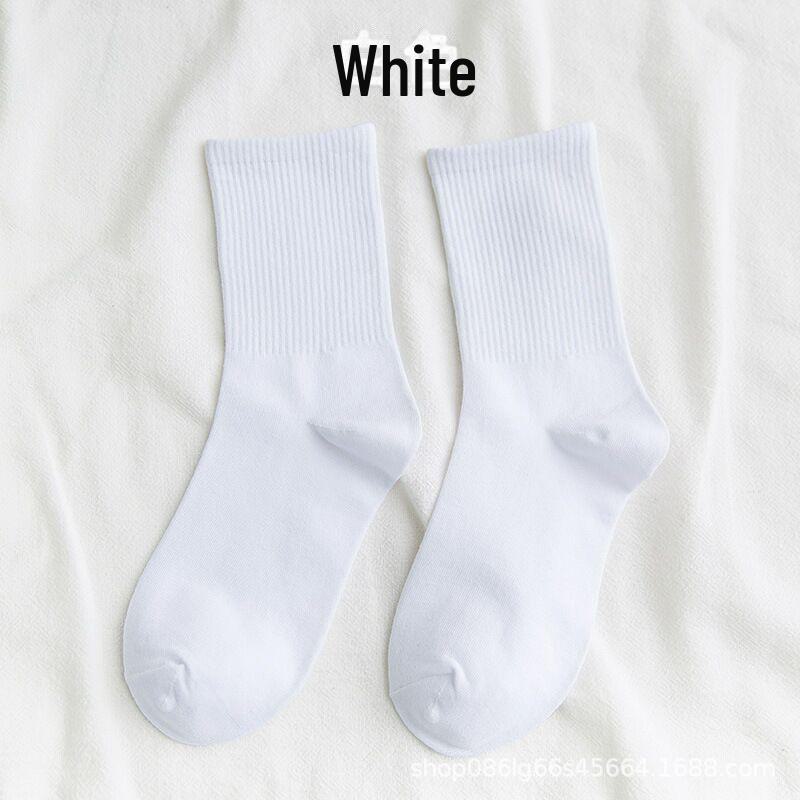 

Новое поступление: Унисекс однотонные модные носки средней длины для бега на осень/зиму long tube белый