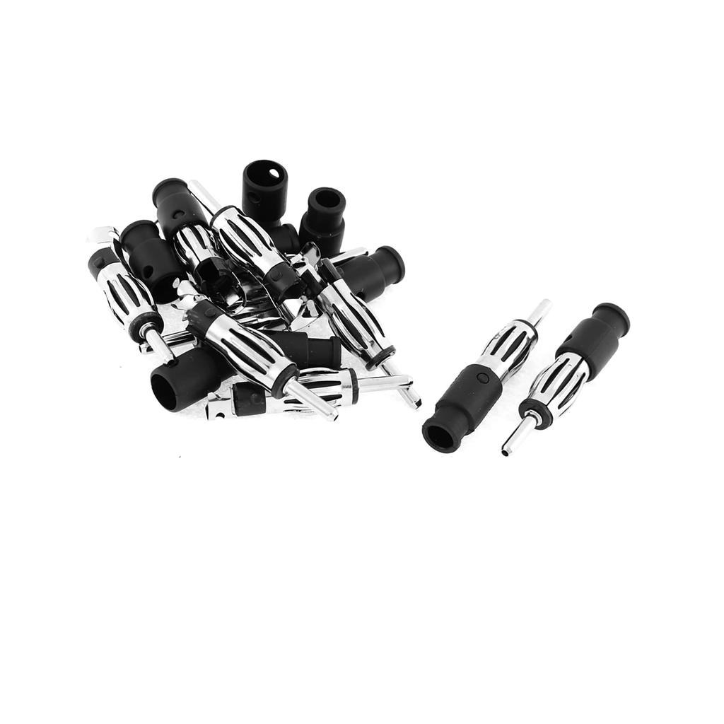 ACROPIX Car Radio Solid Plastic Case Antenna AM/FM Male Adapter Connector Silver Tone 10pcs