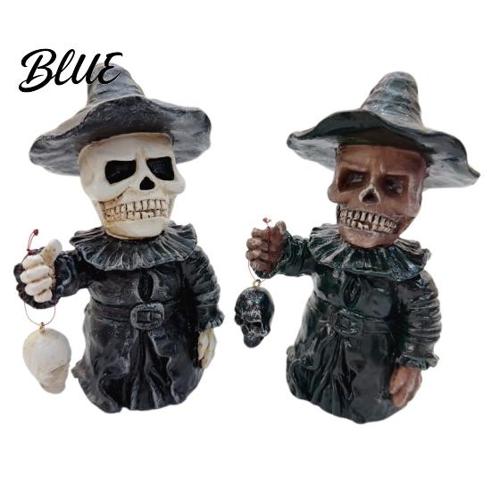 Wizard Skeleton Statue Gothic Figurine Small Resin Skull Statue Day of The Home Decor Dead Halloween Decoration for Shelf Desktop Office