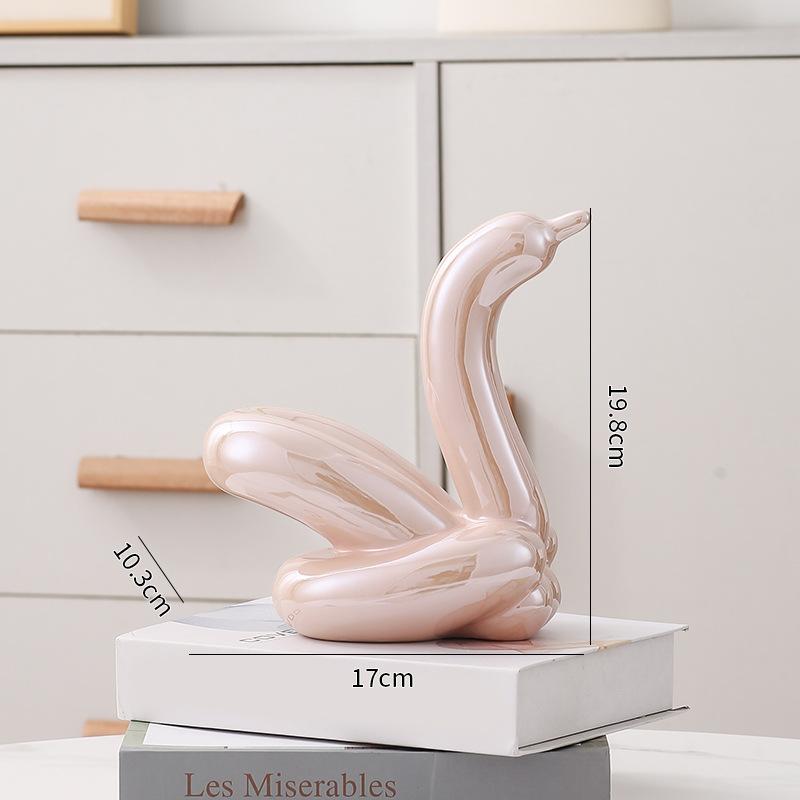 Creative Balloon Swan Electroplating Multi-color Abstract Ceramic Jewelry Sculpture Study Statue Home Office Decoration Gift
