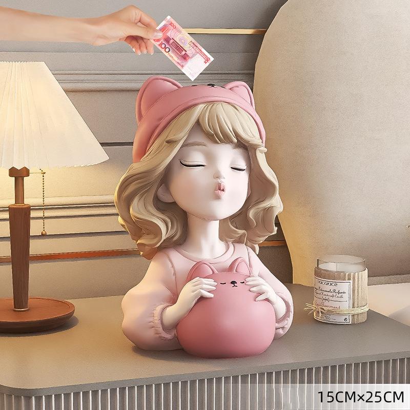 

Современная милая девушка-копилка, аксессуары для украшения комнаты, товары для домашнего декора и рукоделия, статуэтка, скульптура, подарок на день рождения