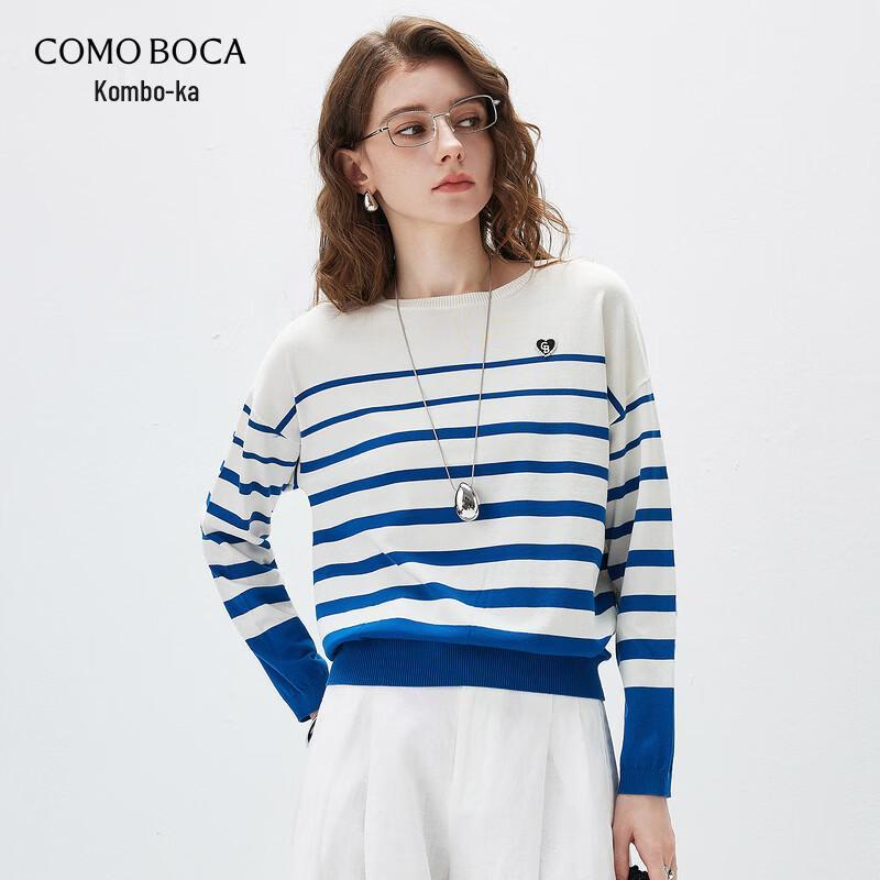 Kommon Boca Women s Silk Blend Striped Long-Sleeve Knit Top XL