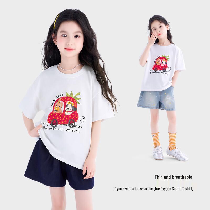 Tutuxiaoxiang Girls  Cute Print Short Sleeve T-Shirt L