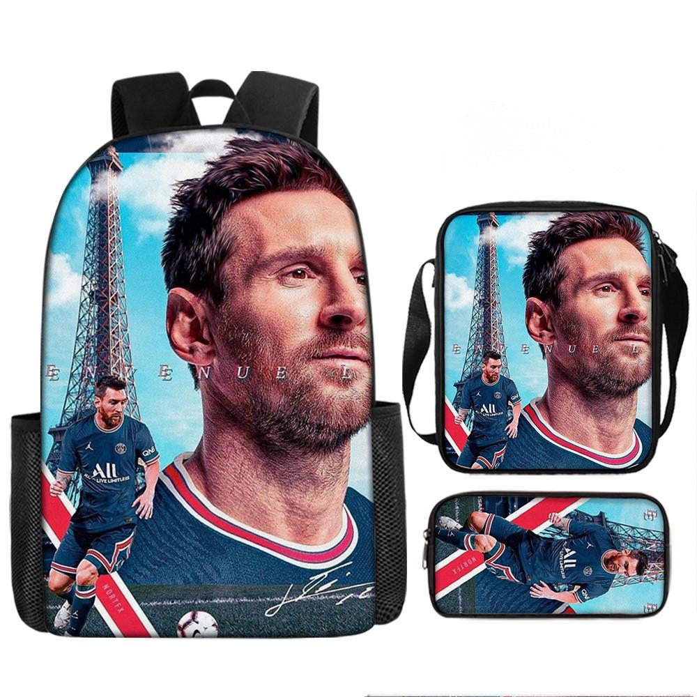 Messi Soccer Kids Backpack Set With Breathable Oxford Fabric For School Children
