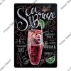 Putuo Decor Nostalgisches Cocktail-Blechschild | Metallschild Wandkunst | Ideal für Heimbar-, Pub- und Man Cave-Umgestaltungen | Geprägt