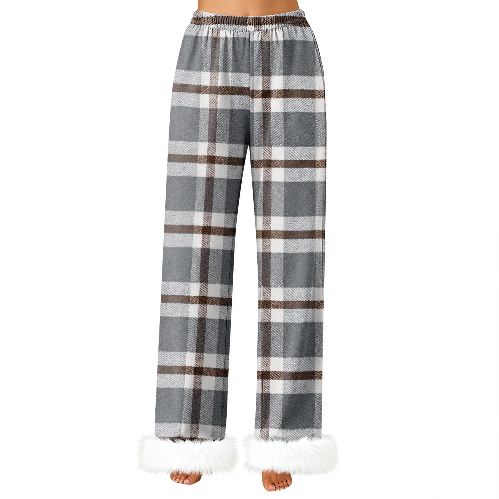 Women s Fashionable Casual Trousers, Plaid Print Trousers XL