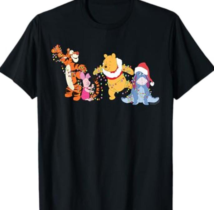 Disney Winnie The Pooh & Friends Christmas Lights Holiday T-Shirt