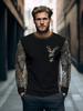 Men's Long-Sleeve T-Shirt - Deer Head and Antlers Pattern, Casual Crew Neck T-Shirt
