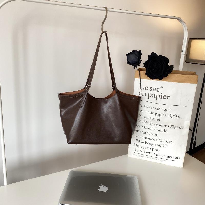 Simple Commuting Genuine Leather Tote Bag Shoulder Bag Large Capacity Women's Bag Underarm Bag Handbag