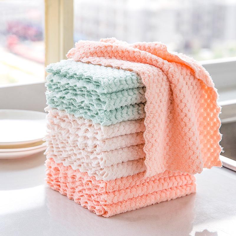 

Lace Plaid Absorbent Dishcloth - Degreasing, Hand, and Kitchen Towel for Cleaning 27*16CM loose pieces