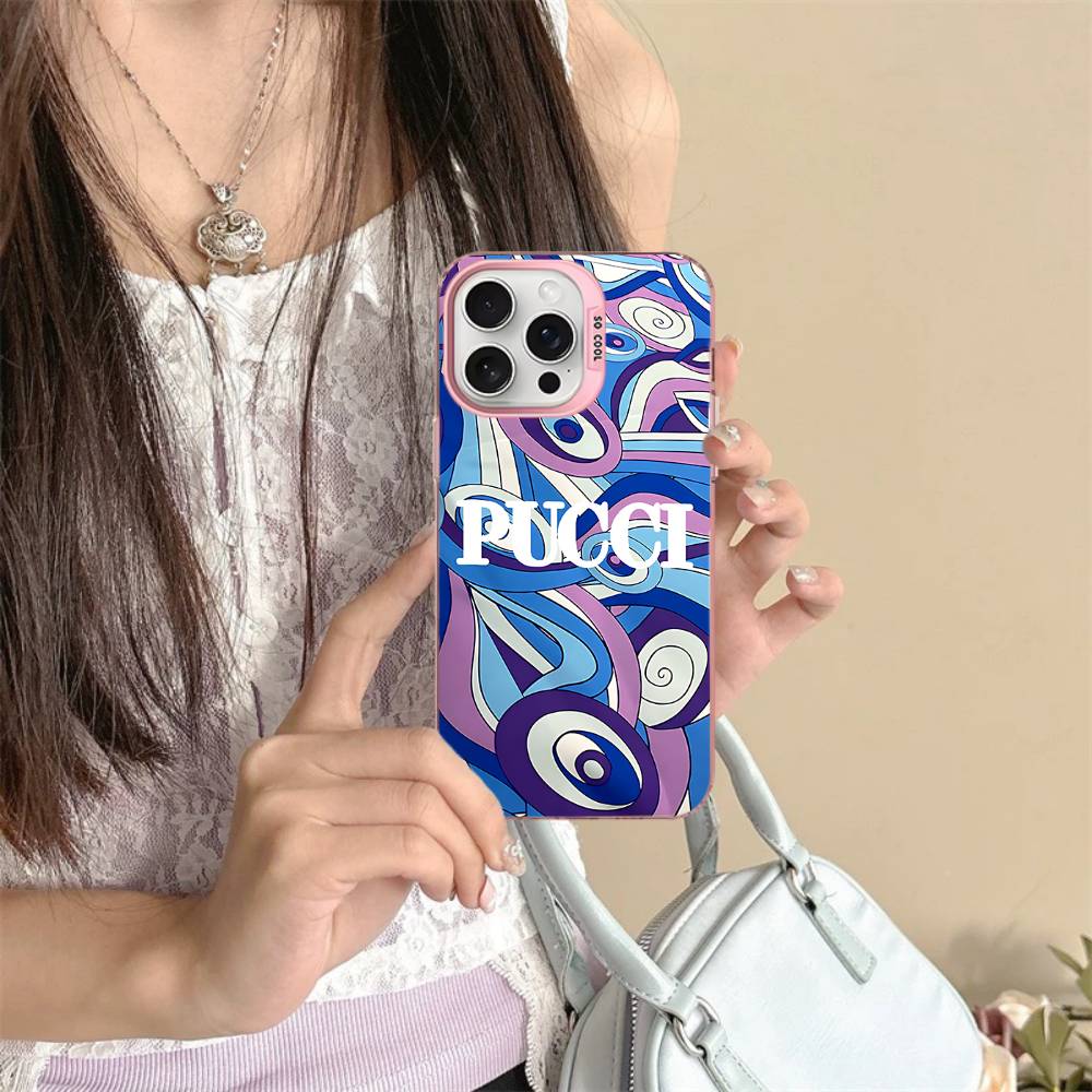 E-Emilio Logo Pucci Phone Case For IPhone 17 16 15 14 13 12 11 Pro Max Plus Pro Colorful Shell