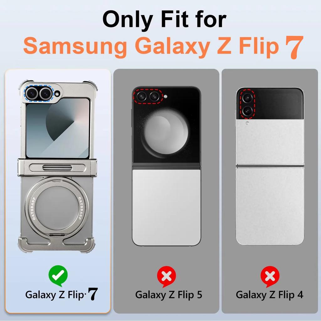 Tidlig for Samsung Z Flip 7 Deksel for MagSafe Aluminium Metall 360 Roterende Magnetisk Støtte Støtte Rammefritt Støtsikkert Bumper Deksel
