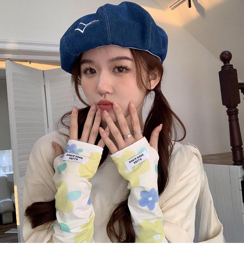 "2023 Floral Ice Silk Sun Protection Sleeves for Women - UV Protection Summer Gloves"