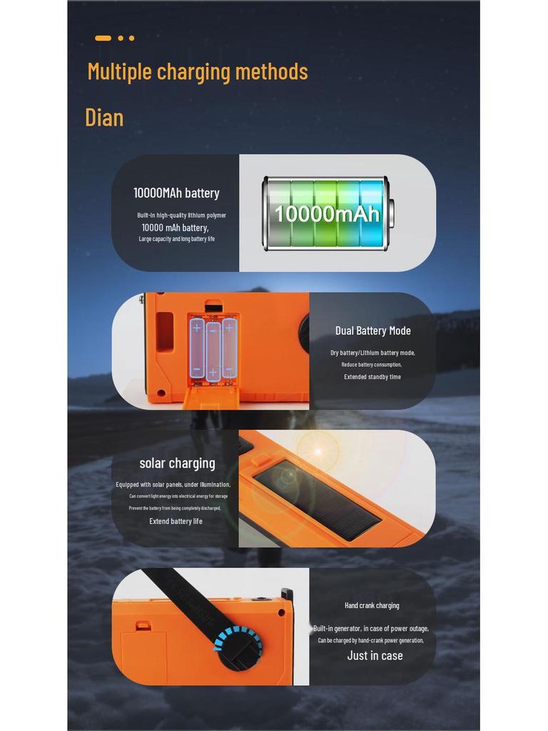 Multi-functional Solar Hand-Crank Emergency Radio with Mobile Charging and Digital Tuning
