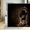 Western Decor Shower Curtain American Country Music Guitar Cowboy Boots Usa Folk Culture Pattern Waterproof Fabric Curtains