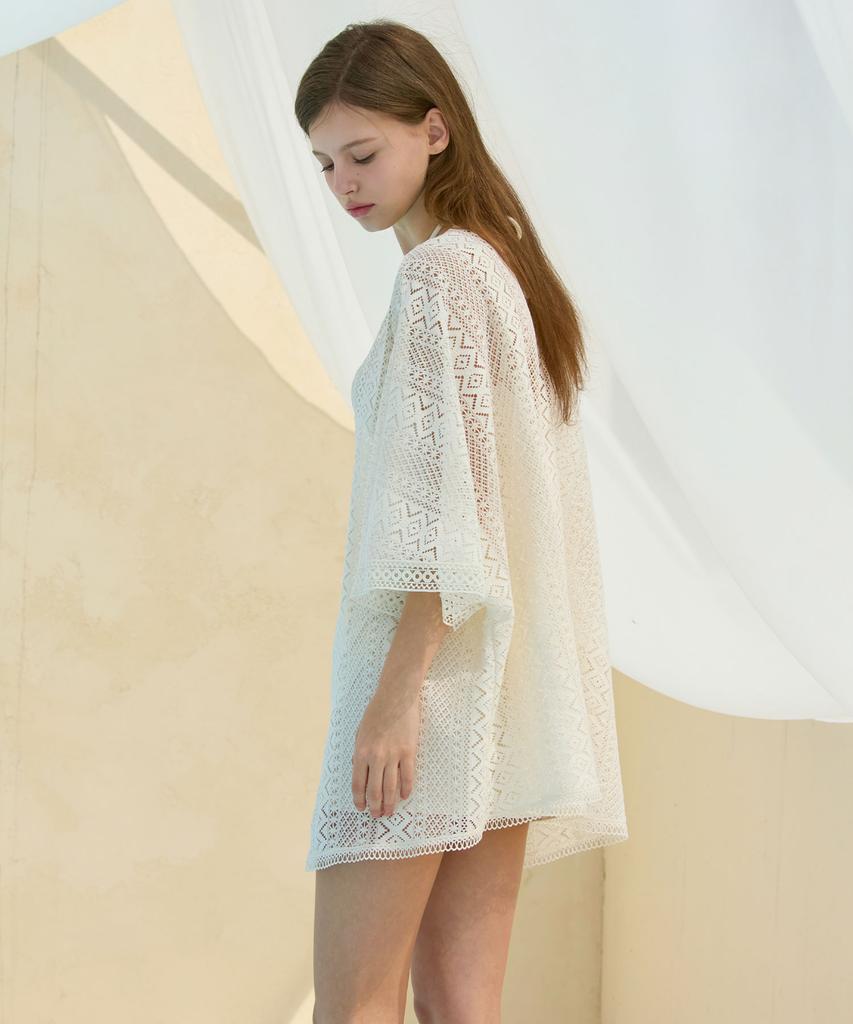 VIKINI VENDER Belle Punching Crochet Robe Cover-Up - Ivory