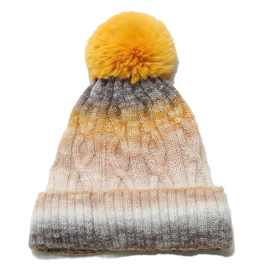 Winter Hat Children's Winter New Velvet Thermal Cap Tie-dyeing Gradual Change Color Wool Hat Pullover Hat Knitted Hat