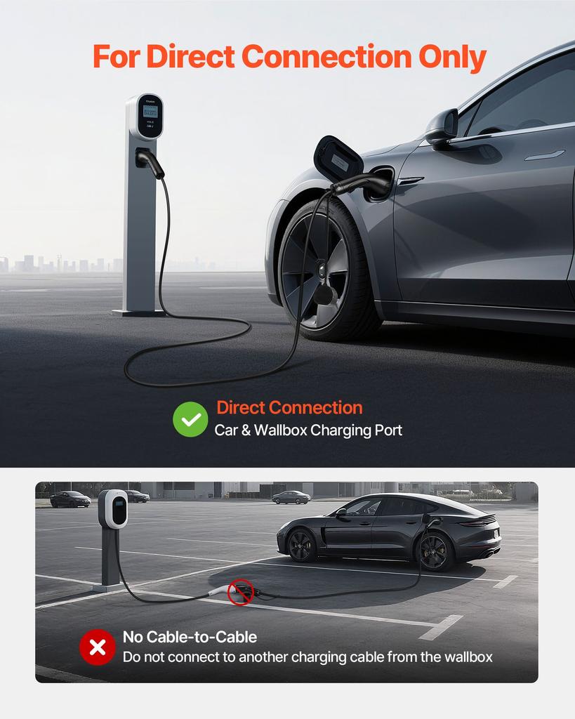 VEVOR EV Charger Extension Cable, 16Amp 10 M Max 11 kW Extension Cord Compatible with All Type 2 Electric Vehicle Chargers
