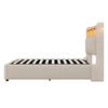 Letto imbottito 90*200cm con illuminazione LED e porta USB, testiera con mensole e spazio contenitore, letto singolo per bambini, beige lino