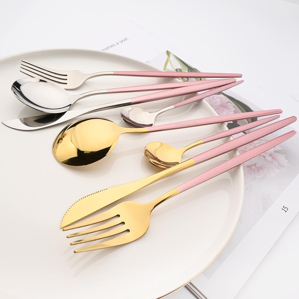 Luxury 16Pcs Black Silver Cutlery Set Knife Fork Tea Spoon Dinnerware Set Stainless Steel Flatware Western Kitchen Tableware Set